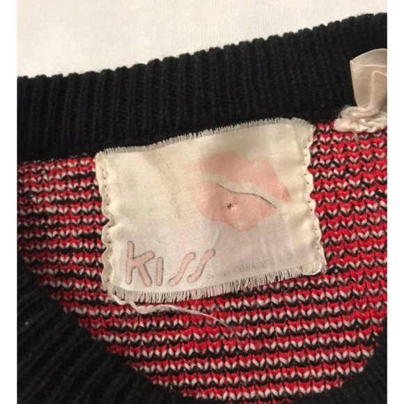 Vintage 1980s Scottie Dog Snowflake Knit Sweater Ladies SMALL Black Red - Picture 3 of 4